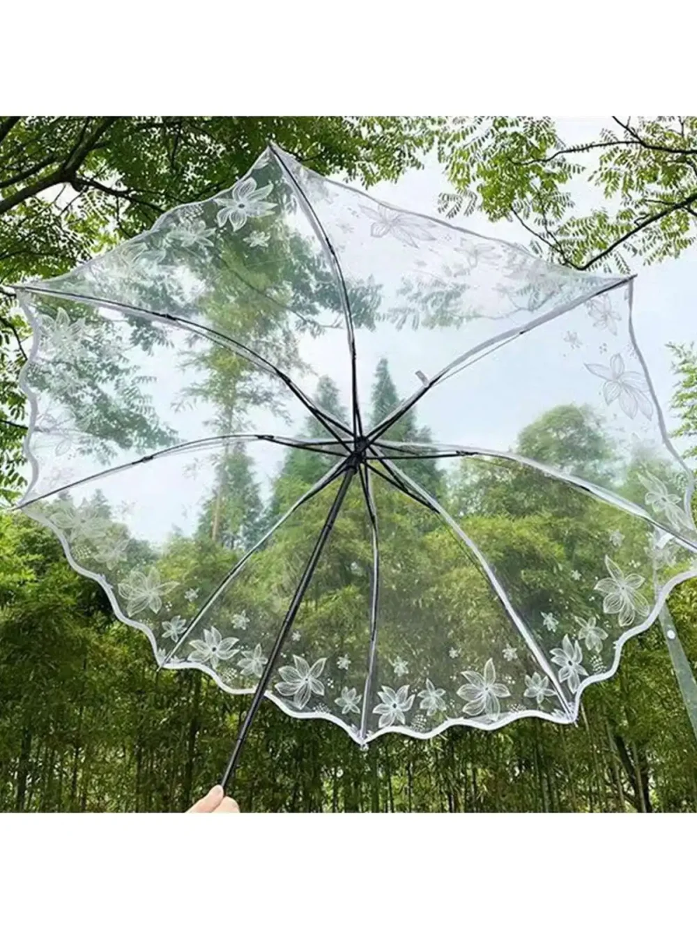 Parapluie transparent blanc rétro épuré