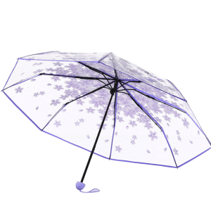 Parapluie transparent à fleurs – Cloche élégante, visibilité maximale